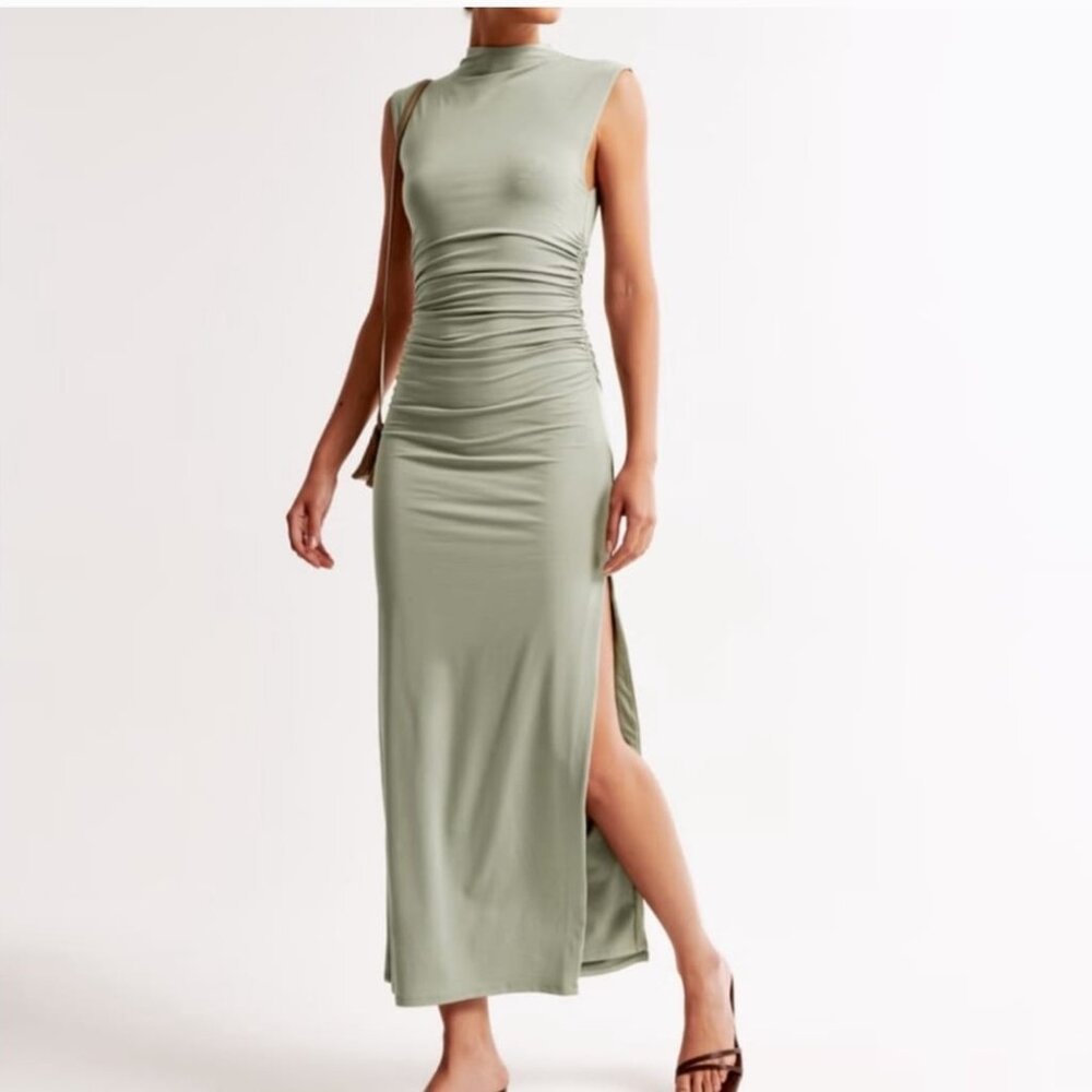 Abercrombie & Fitch Sage Green Midi Dress
